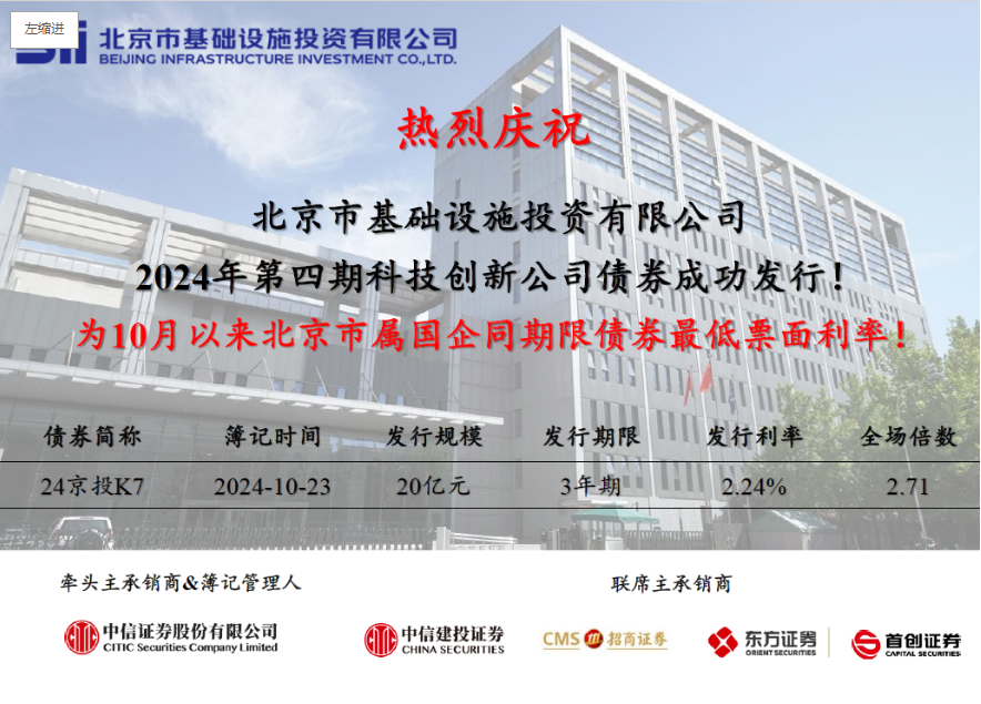 京投公司成功發(fā)行2024年第四期科創(chuàng)公司債券